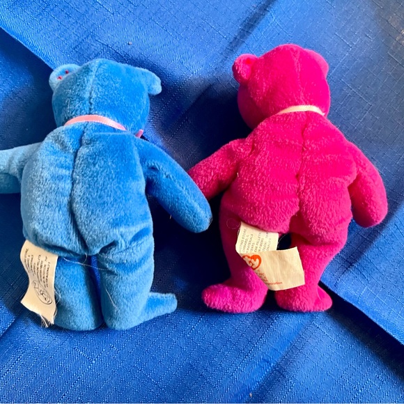 TY BEANIE BABIES Chicken McNuggets Happy Meal Bears. Blue & Pink Set - Picture 2 of 6